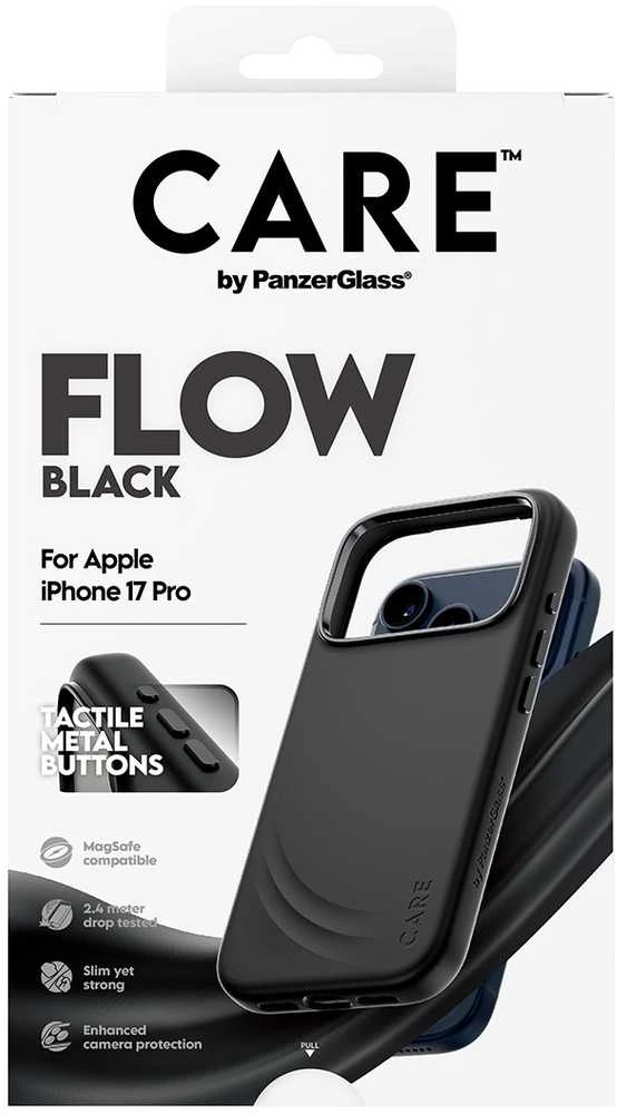 „Panzer Glass CARE by PanzerGlass“ su „FLOW MagSafe“ dėklu, skirtu „iPhone 17 Pro“ – Juodas