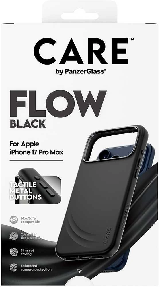 „Panzer Glass CARE by PanzerGlass“ su „FLOW MagSafe“ dėklu, skirtu „iPhone 17 Pro Max“ – Juodas