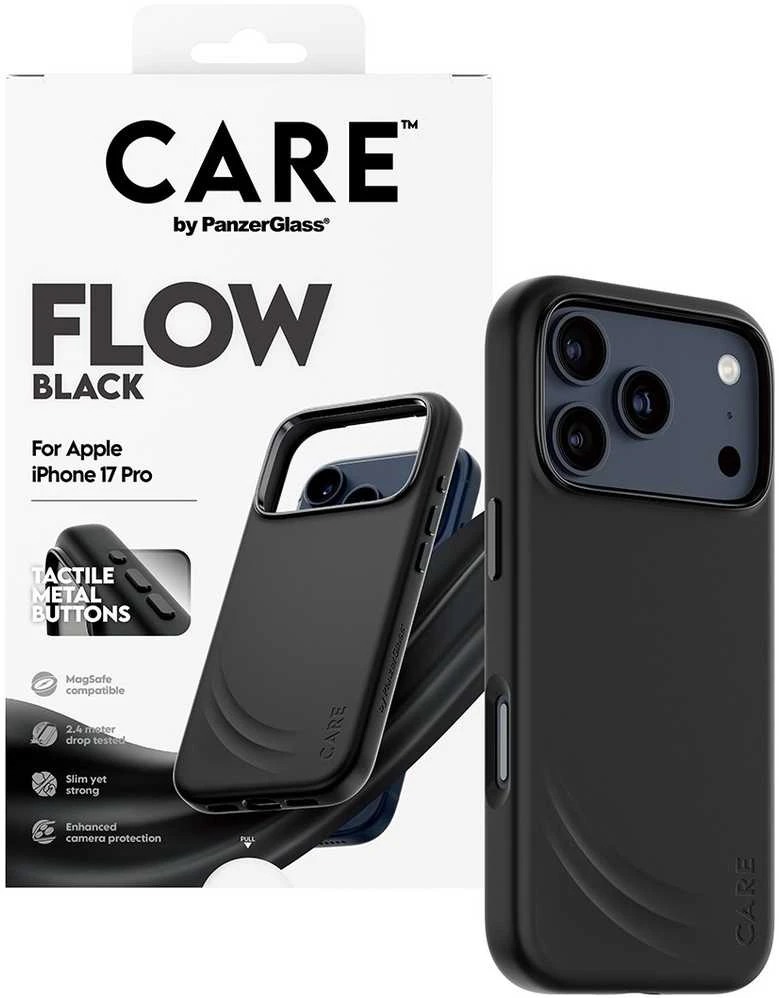 „Panzer Glass CARE by PanzerGlass“ su „FLOW MagSafe“ dėklu, skirtu „iPhone 17 Pro“ – Juodas