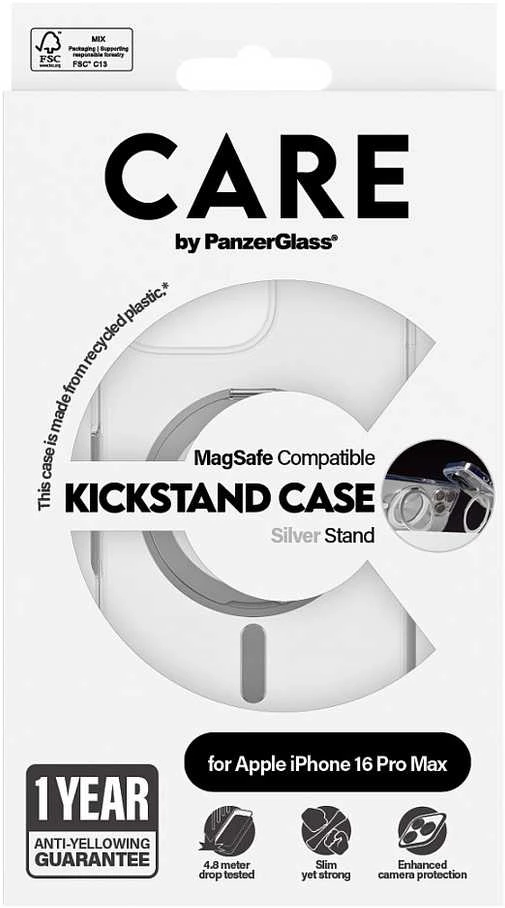 Panzer Glass CARE by PanzerGlass Feature Kickstand Apple iPhone 16 Pro Max 6.9" sidabrinis/sidabrinis MagSafe 1328