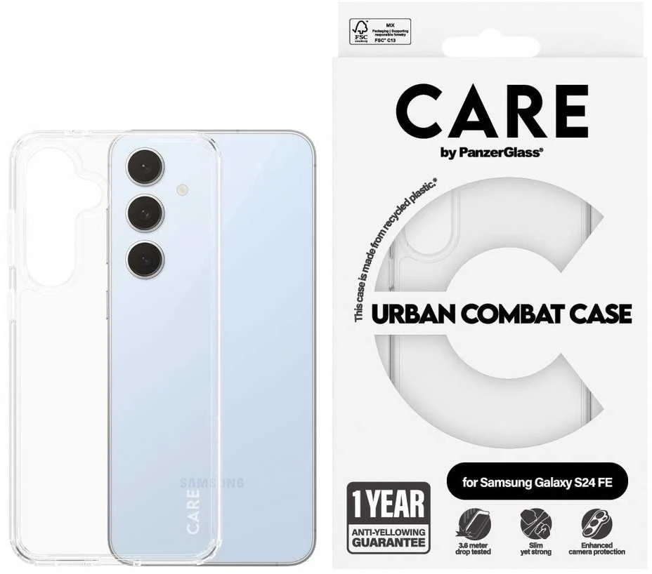 Panzer Glass PanzerGlass CARE Urban Combat dėklas, skirtas Samsung Galaxy S24 FE, skaidrus