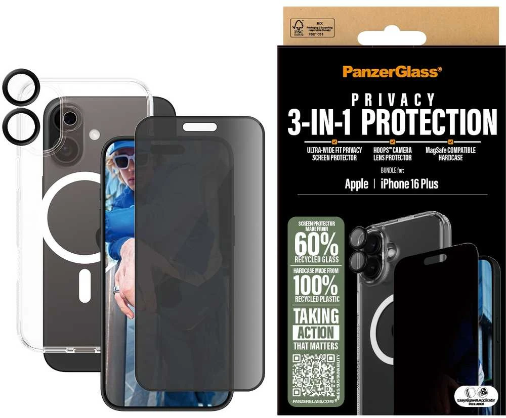Panzer Glass „PanzerGlass“ – „iPhone 16 Plus“ 3 viename privatumo apsaugos rinkinys