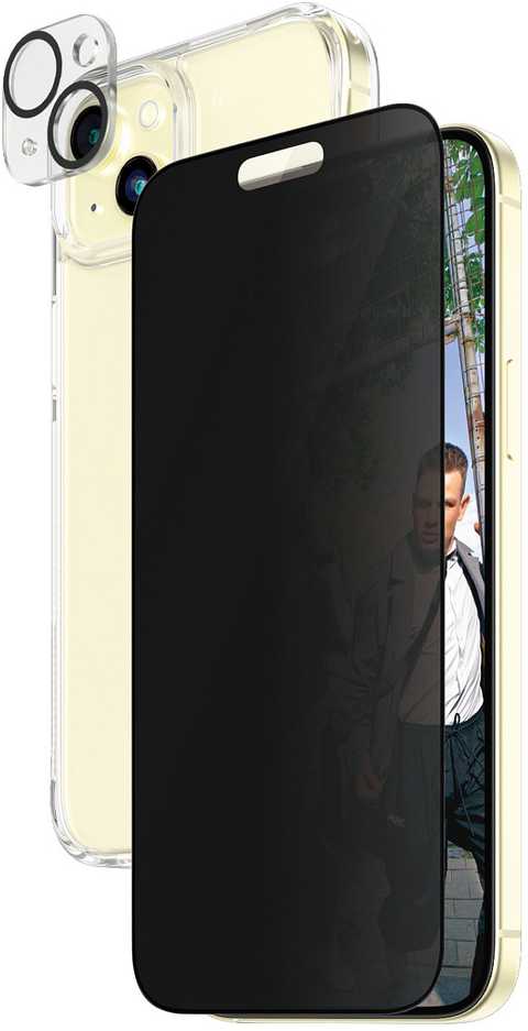 Panzer Glass PanzerGlass Privacy Bundle 3in1 dėklas telefonui skaidrus + Privacy Glass + kameros apsauga Apple iPhone 15 Plus