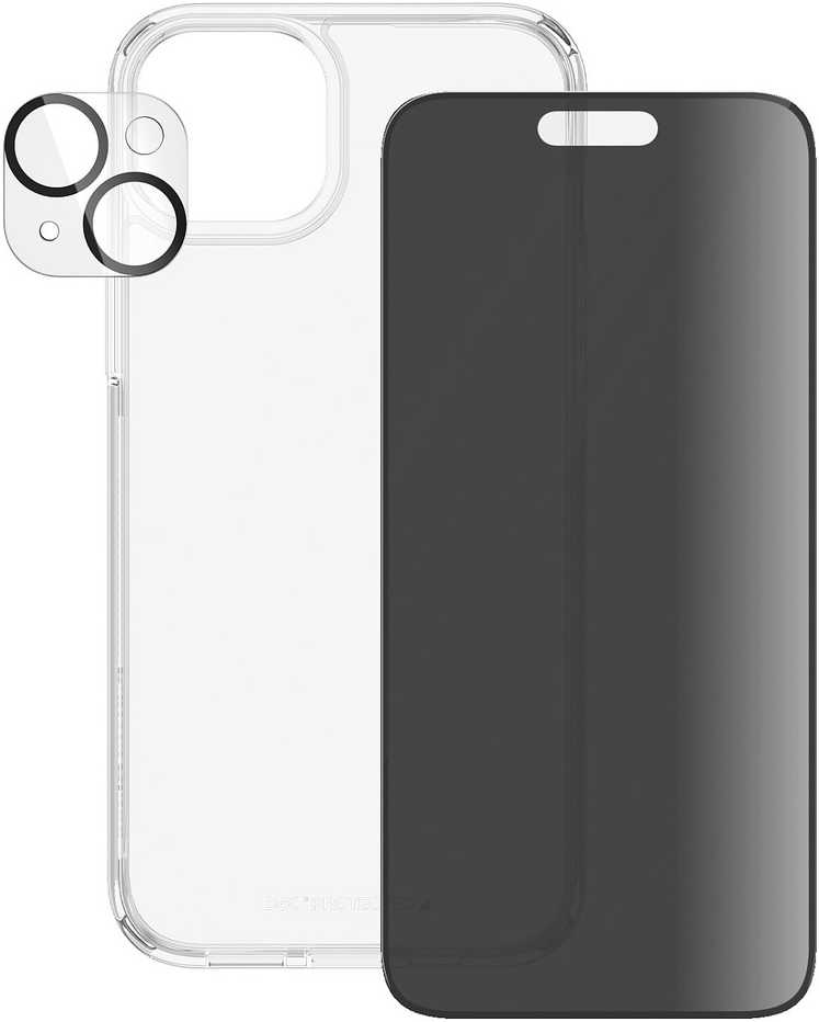 Panzer Glass PanzerGlass Privacy Bundle 3in1 dėklas telefonui skaidrus + Privacy Glass + kameros apsauga Apple iPhone 15 Plus