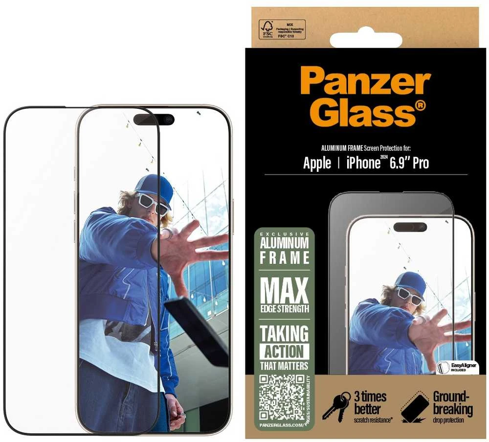 Panzer Glass PanzerGlass ekrano apsauga Aliuminis rėmelis Apple iPhone 16 Pro Max 6.9" Itin platus pritaikymas 2852