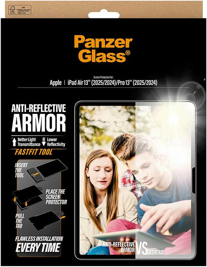 Panzer Glass Grūdintas stiklas PanzerGlass Ultra-Wide Fit Reflective Armor do iPad Air 13" M2 2024 / M3 2025 / M4 2026 / Pro 13" (2025/2024)