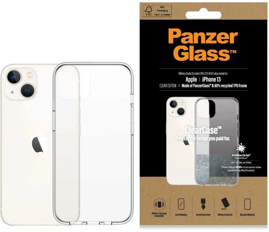 Panzer Glass PANZERGLASS CLEAR DĖKLAS IPHONE 13 ANTIBAKTERINIS KARINIS KLASĖS CLEAR BULK
