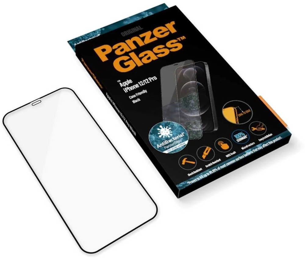 Panzer Glass PanzerGlass | Apple | Skirta iPhone 12/12 Pro | Stiklas | Juodas | 100% prisilietimas; Danga netoksiška | Tinkamas atvejams