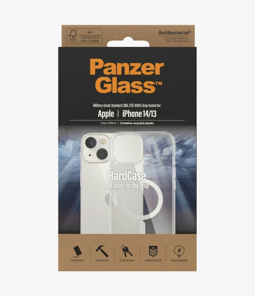 Panzer Glass PanzerGlass | HardCase MagSafe Suderinamas | Nugaros apsauga | Apple | iPhone 14/13 | 100 % perdirbtas poliuretanas (TPU) | Išvalyti | Suderinamas su MagSafe; Karinio laipsnio standartas; 100% perdirbta rėmo medžiaga