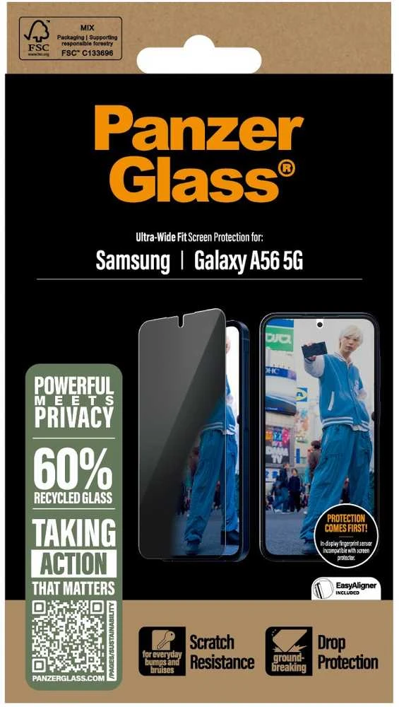 Panzer Glass Apsauginis stiklas su privatumo filtru PanzerGlass Ultra-Wide Fit Samsung Galaxy A56 5G