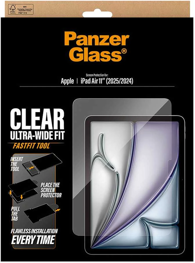 Panzer Glass „PanzerGlass“ itin plataus grūdinto stiklo dėklas, skirtas „iPad Air 11" 2025“ (7-osios kartos) / „iPad Air 11" 2024“ (6-osios kartos)