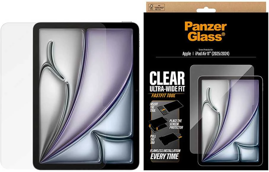 Panzer Glass „PanzerGlass“ itin plataus grūdinto stiklo dėklas, skirtas „iPad Air 11" 2025“ (7-osios kartos) / „iPad Air 11" 2024“ (6-osios kartos)