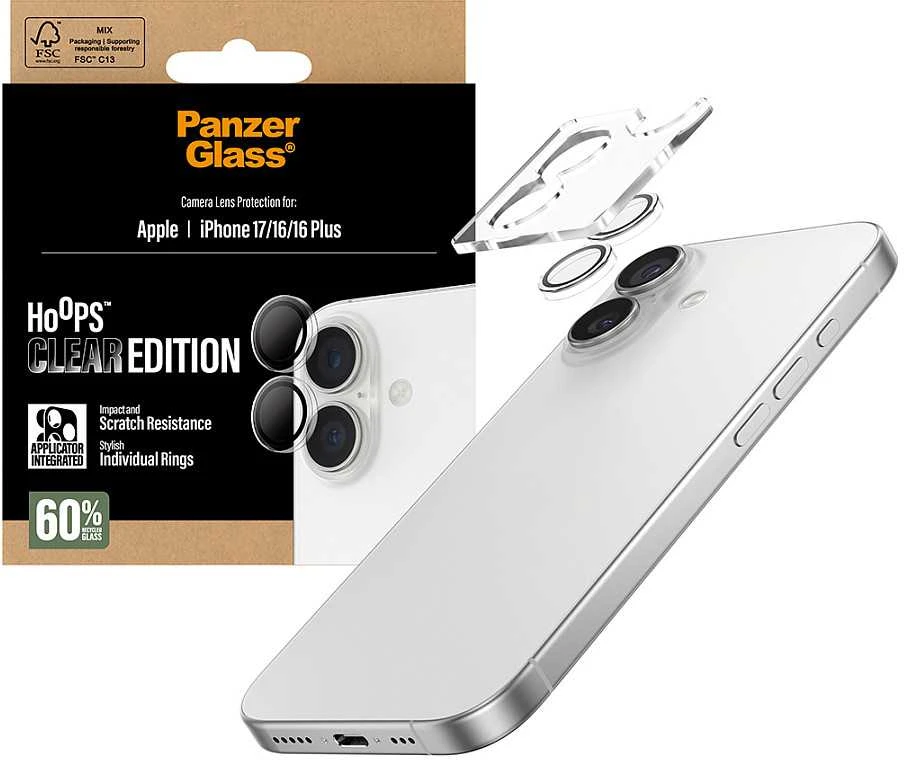 Panzer Glass „PanzerGlass Hoops“ grūdinto stiklo ekrano apsauga, skirta „iPhone 16 / 16 Plus / 17“