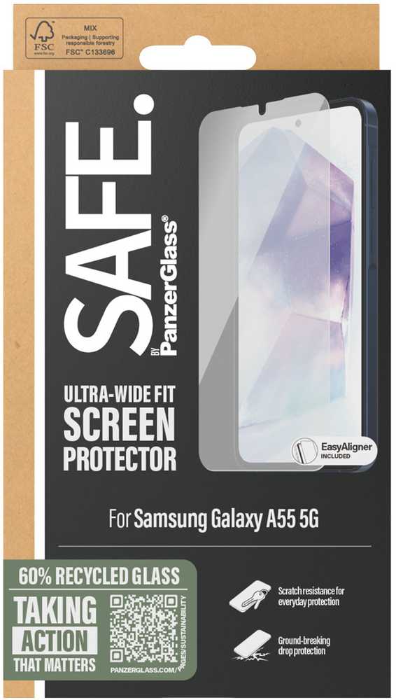 Panzer Glass Samsung Galaxy A55 5G Ultra-Wide Fit EasyAligner Glass by Safe