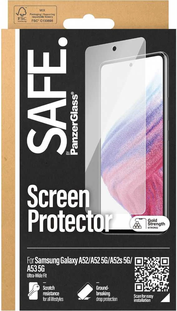 Panzer Glass SAFE by PanzerGlass Ultra-Wide Fit Apsauginis stiklas Samsung Galaxy A52 / A52 5G / A52s 5G / A53 5G