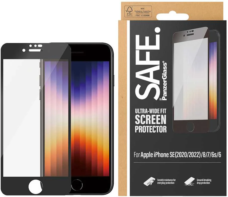 Panzer Glass SAFE. Apple iPhone 6/6s/7/8/SE 2020 Case Friendly, Juodas
