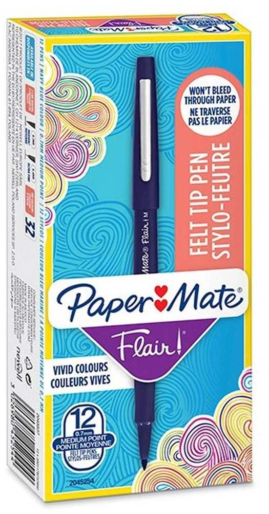 Paper Mate Flair mėlynas flomasteris 12 vnt. pakuotėje