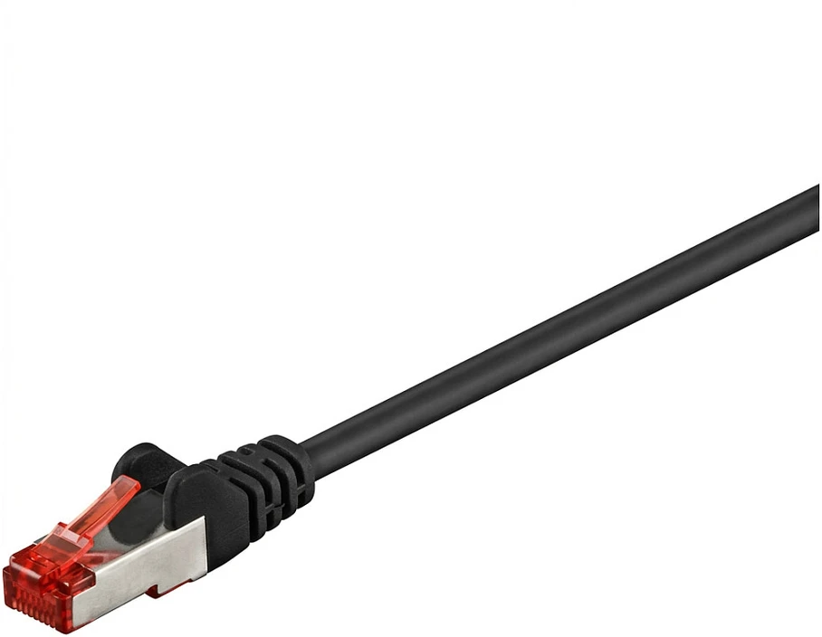 Goobay 1m CAT 6 pataisų kabelis, S/FTP (PiMF), juodas