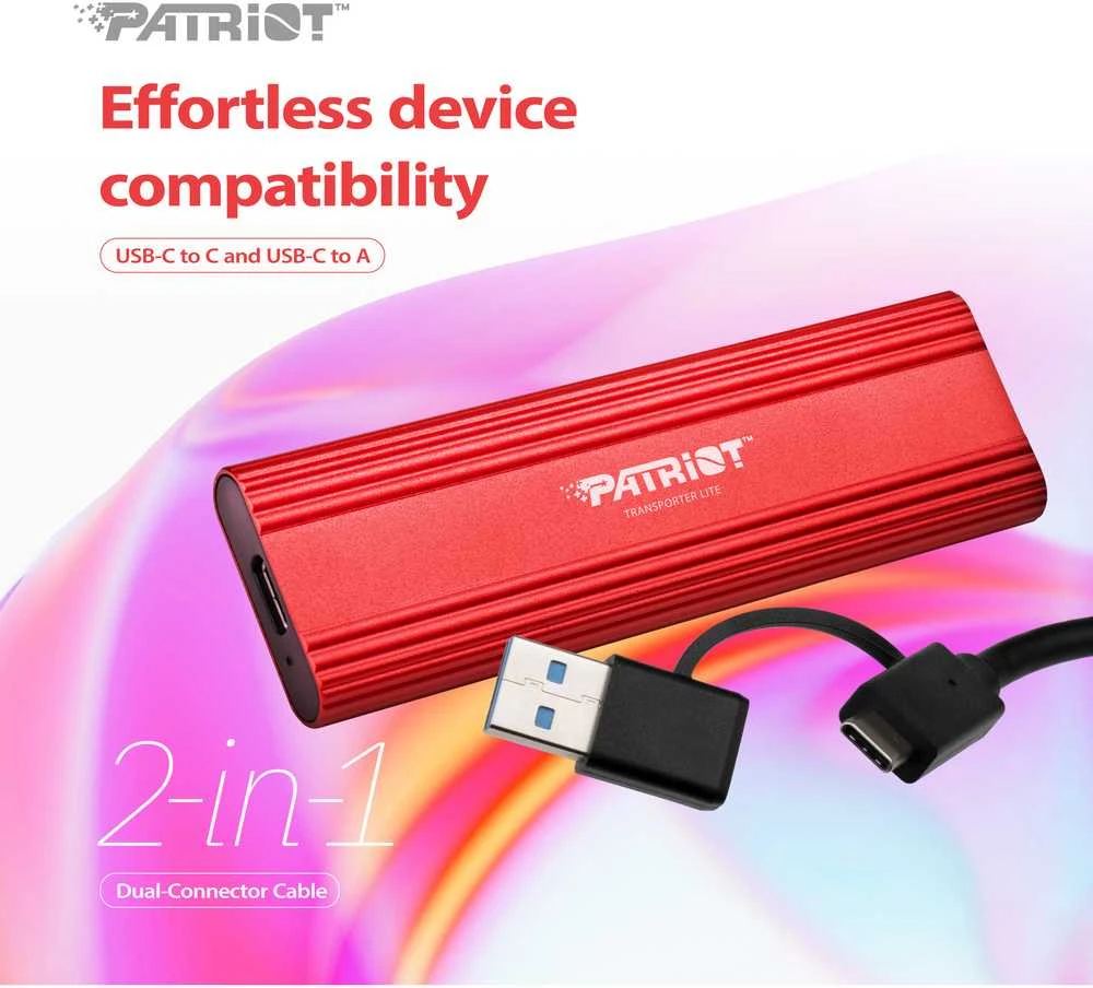 Kietasis diskas Išorinis Nešiojamas SSD - Patriot Transporter Lite 1TB (Raudonas)
