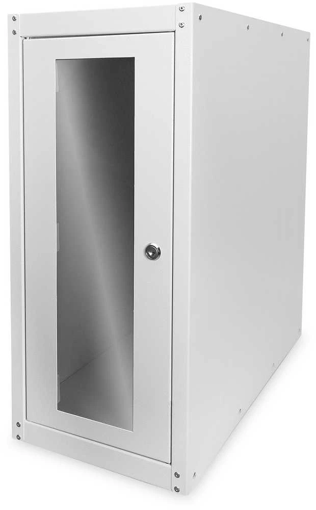 PC Schrank fr Computergehuse Glastr Digitus. inkl. Castorgruppe. Farbe Grau RAL 7035