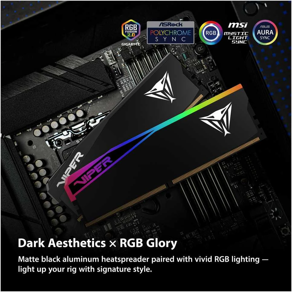 Patriot Viper Gaming RGB Elite 5 Ultra DDR5-6000 RAM, CL 28, AMD EXPO, Intel XMP 3.0 – 2x 16GB, juodas