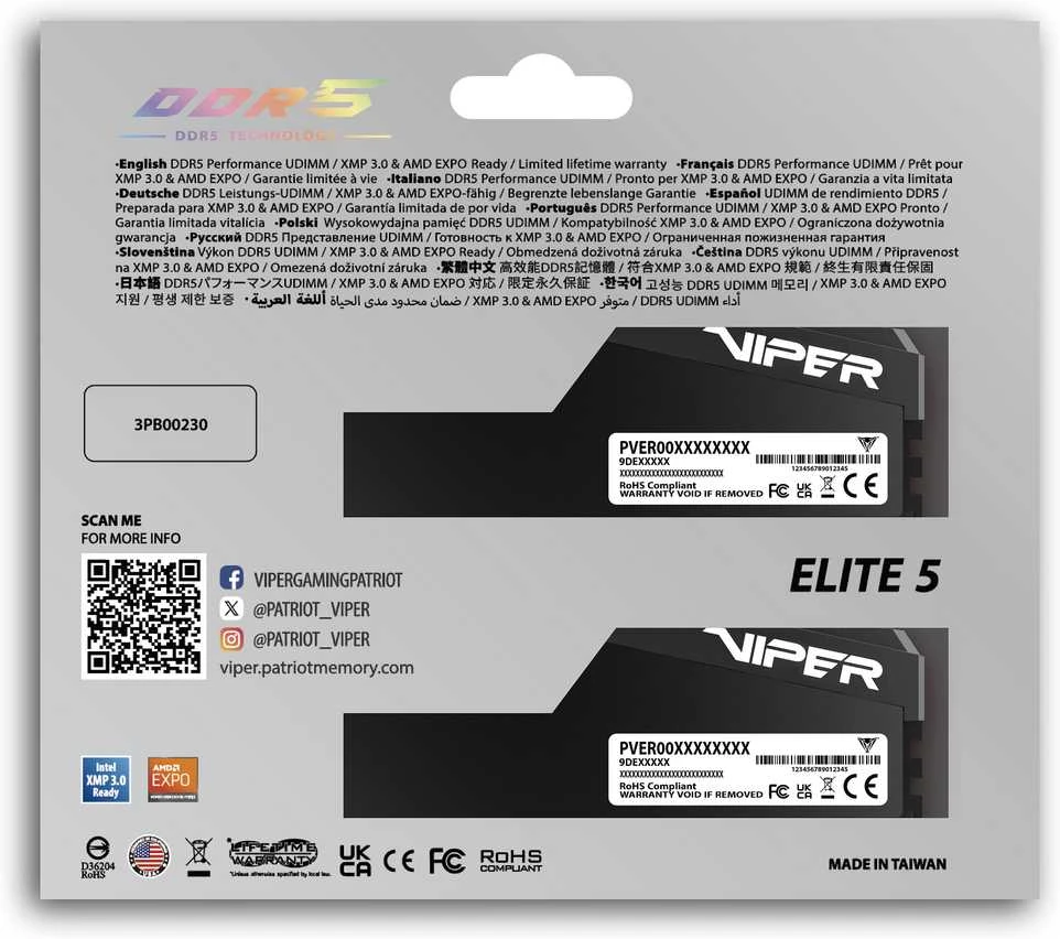 Patriot Viper Elite5 Ultra DDR5 2x16GB 6000MHz CL28