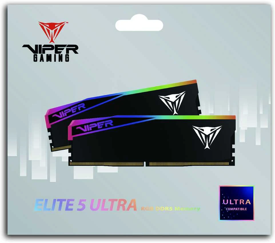 Patriot Viper Gaming RGB Elite 5 Ultra DDR5-6000 RAM, CL 28, AMD EXPO, Intel XMP 3.0 – 2x 16GB, juodas