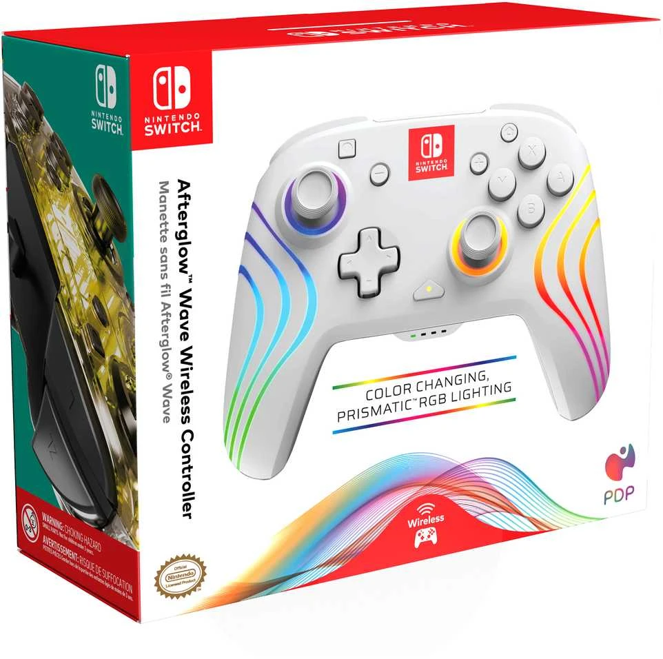 PDP Nintendo Switch baltas belaidis valdiklis (Afterglow Wave)