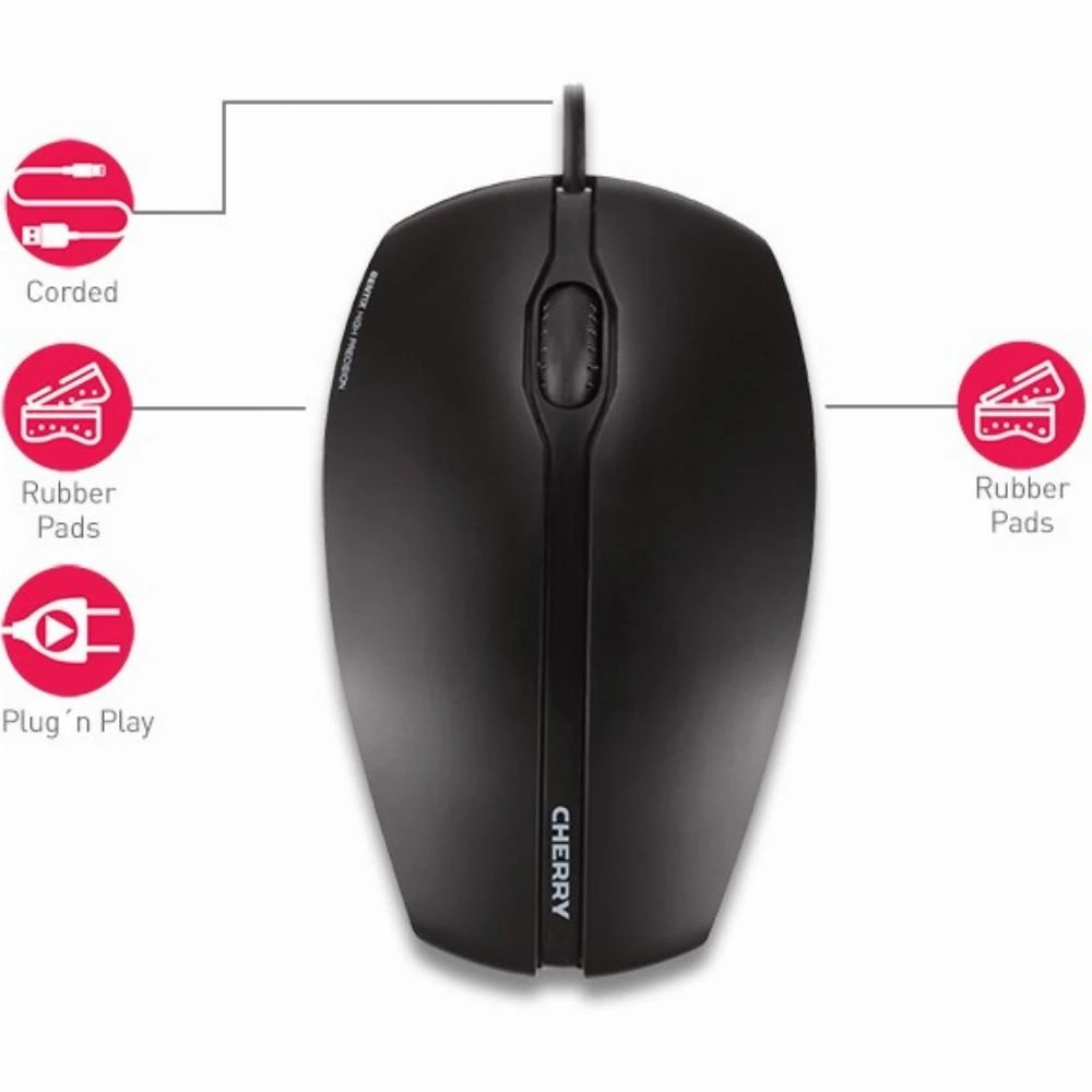 Pelė Cherry GENTIX, 1000dpi, USB, 1,8m, juodas JM-0300 / MS-179