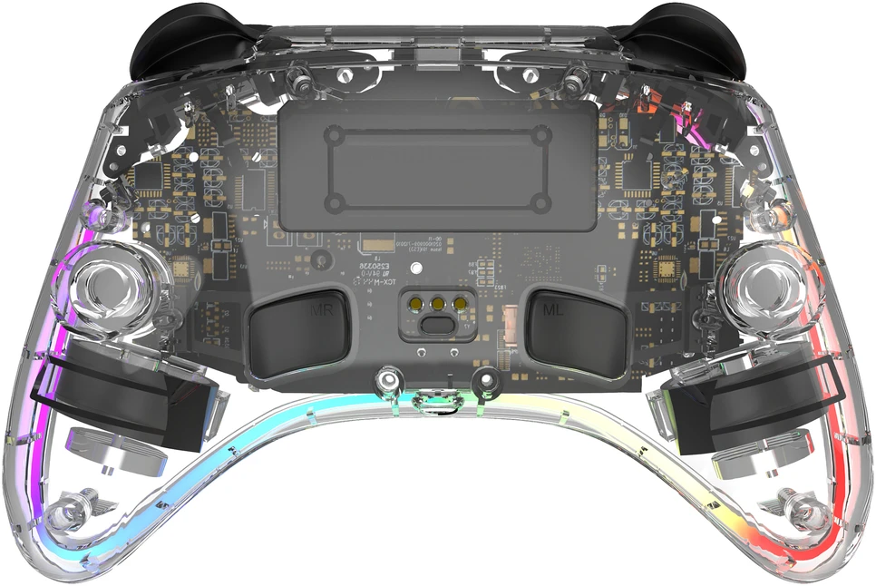 Žaidimų valdiklis DELTACO GAMING belaidis skaidrus „Switch 2“ su C mygtuku, RGB, makro mygtukais GAM-198-T / 4222477
