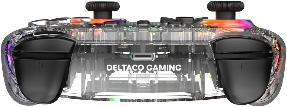 Žaidimų valdiklis DELTACO GAMING belaidis skaidrus „Switch 2“ su C mygtuku, RGB, makro mygtukais GAM-198-T / 4222477