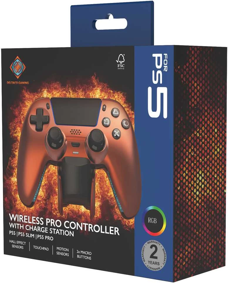 Carruzzo Deltaco Gaming GAM-199-ORANGECOPPER žaidimų valdiklis Oranžinė, Bronza Bluetooth/USB Žaidimų pultelis PlayStation 5, PC, Android, iOS