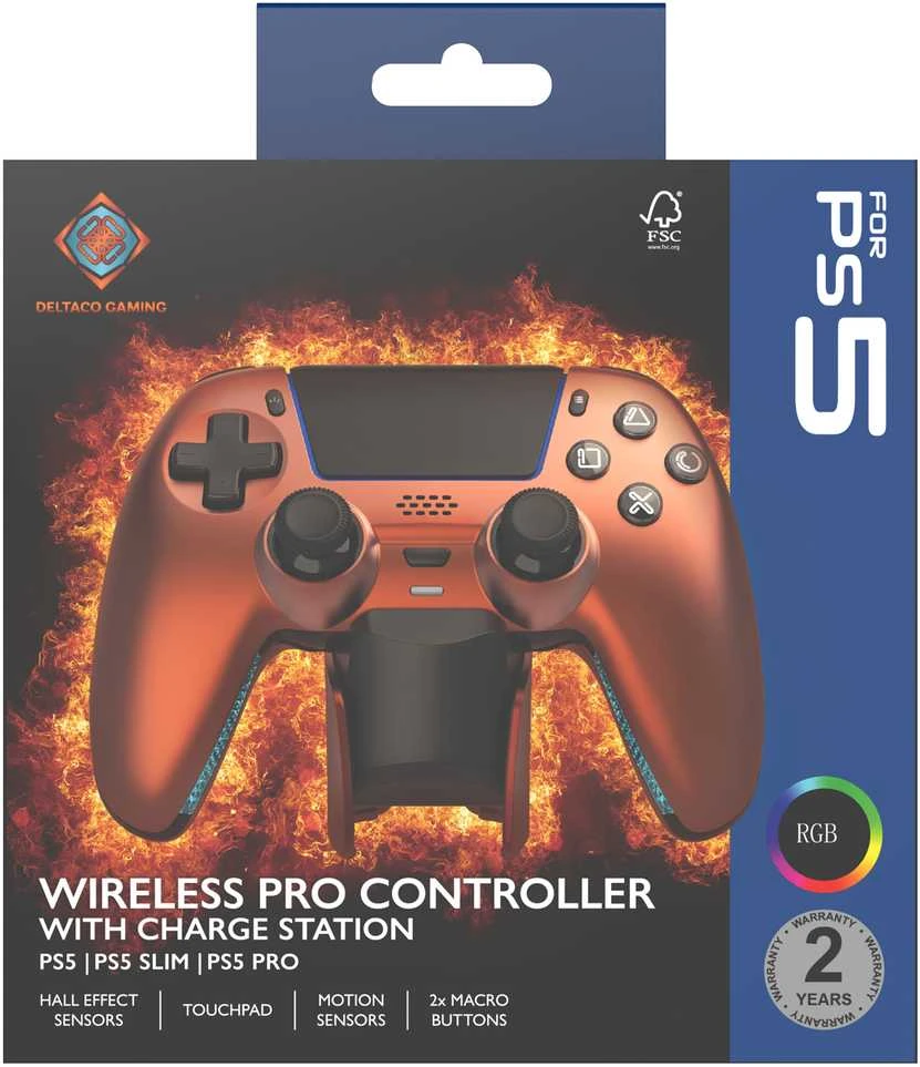 Carruzzo Deltaco Gaming GAM-199-ORANGECOPPER žaidimų valdiklis Oranžinė, Bronza Bluetooth/USB Žaidimų pultelis PlayStation 5, PC, Android, iOS