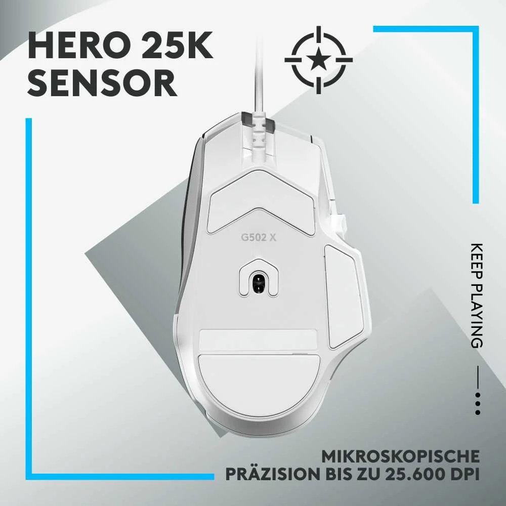 Žaidimų pelė Logitech G502 X, balta