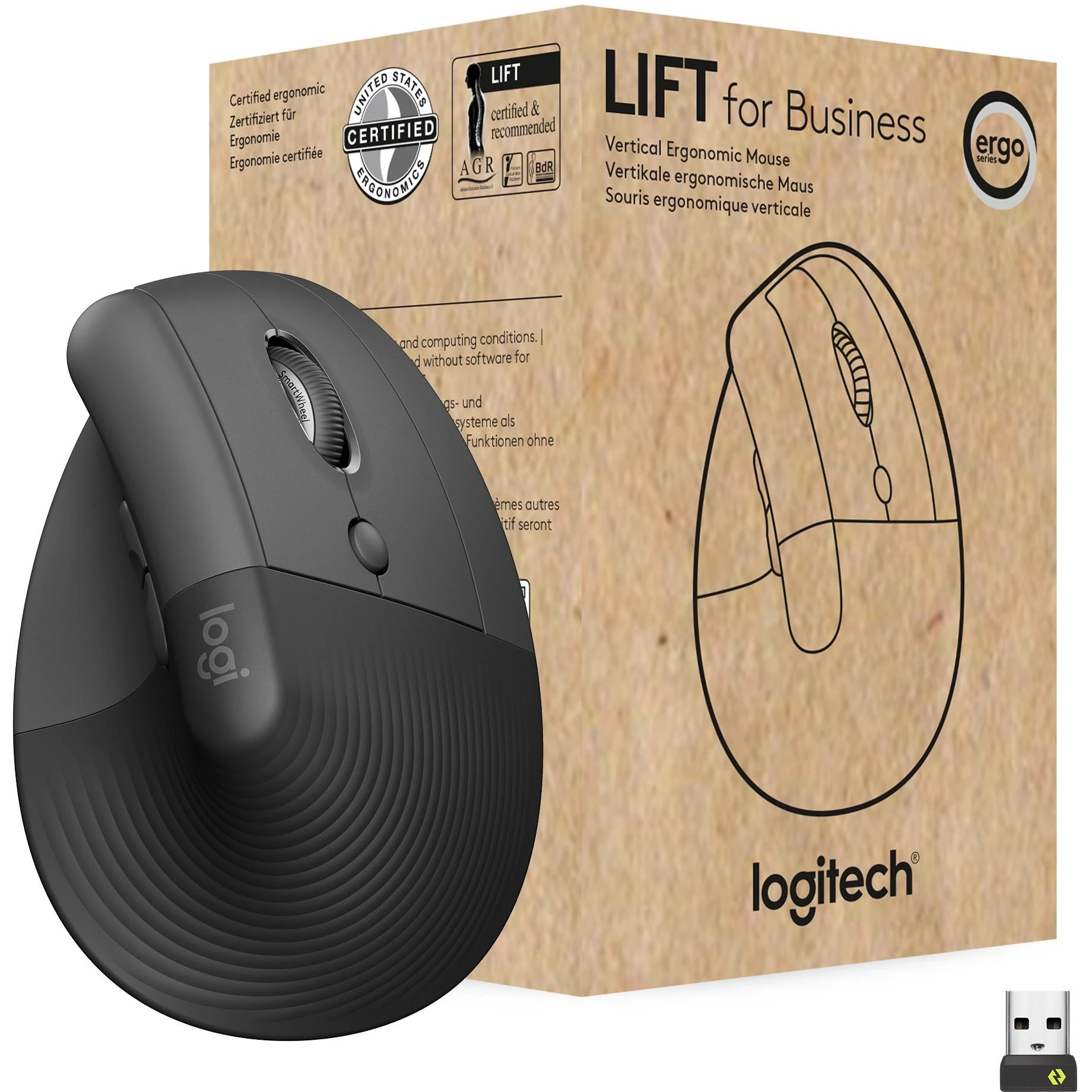 Belaidė pelė Logitech Lift, Grafito spalvos