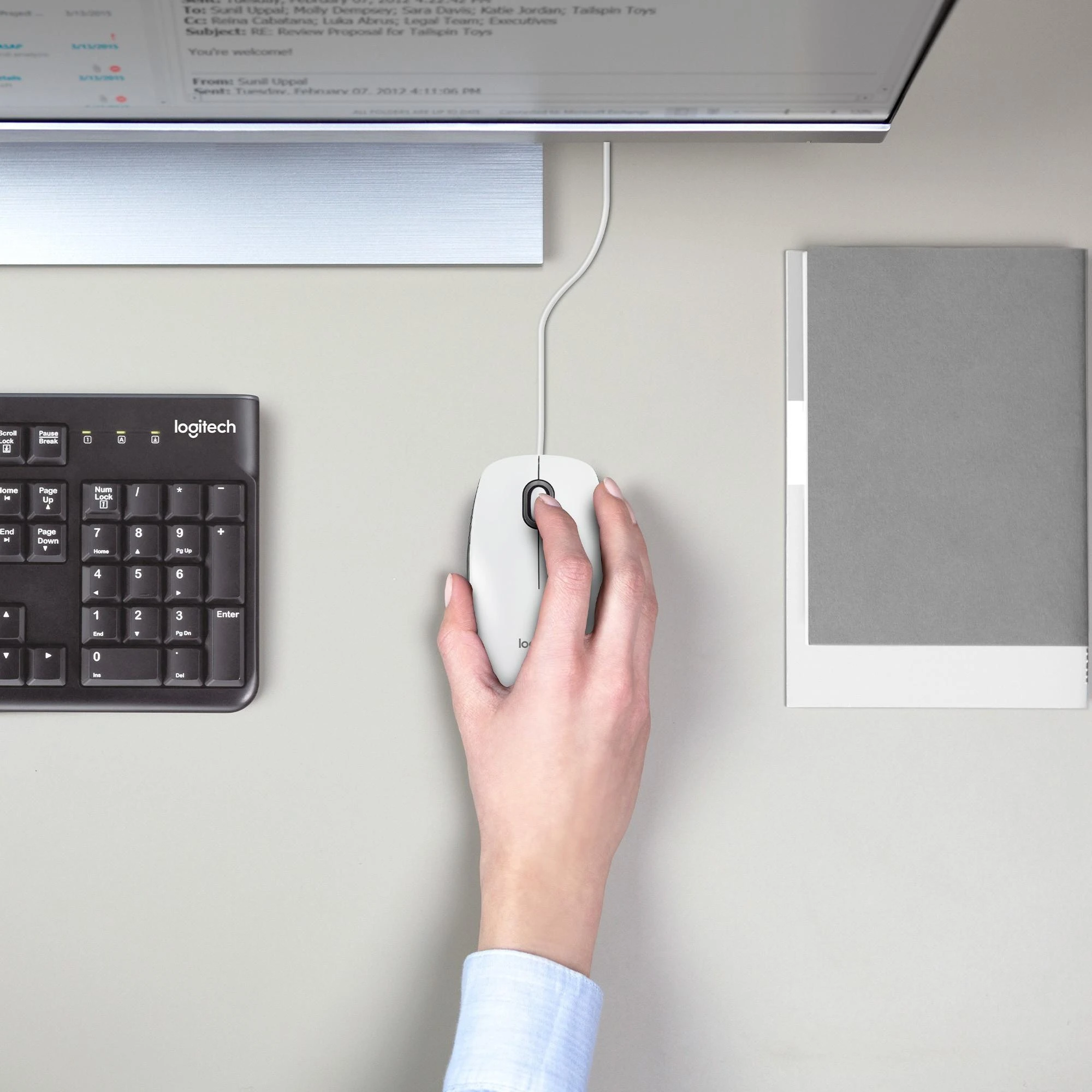 Logitech M100 Laidinė pelė, 1000 DPI, Balta