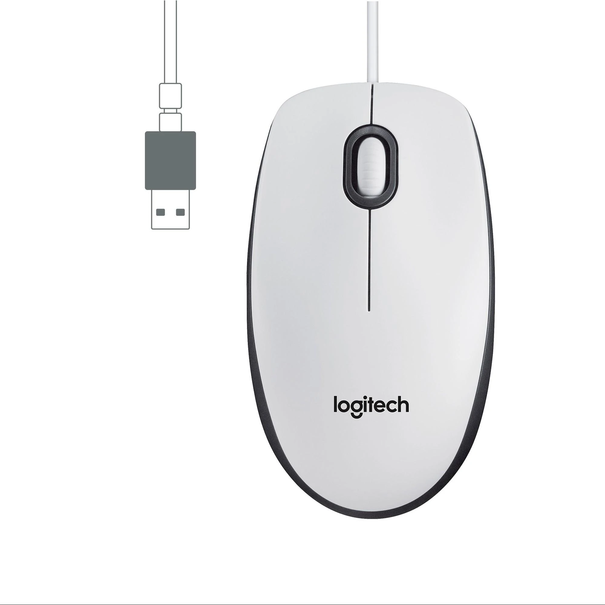 Logitech M100 Laidinė pelė, 1000 DPI, Balta