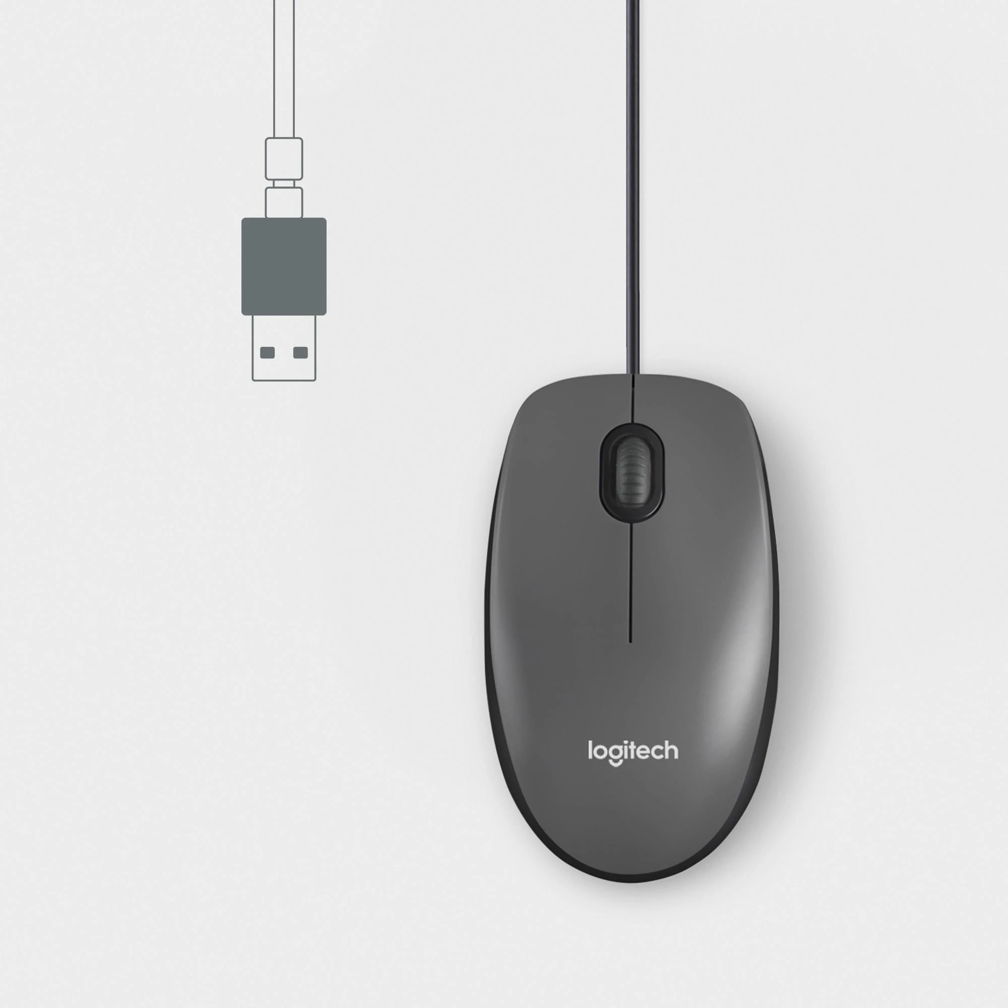 Logitech M100 Laidinė pelė USB-A 1000 DPI, Juoda
