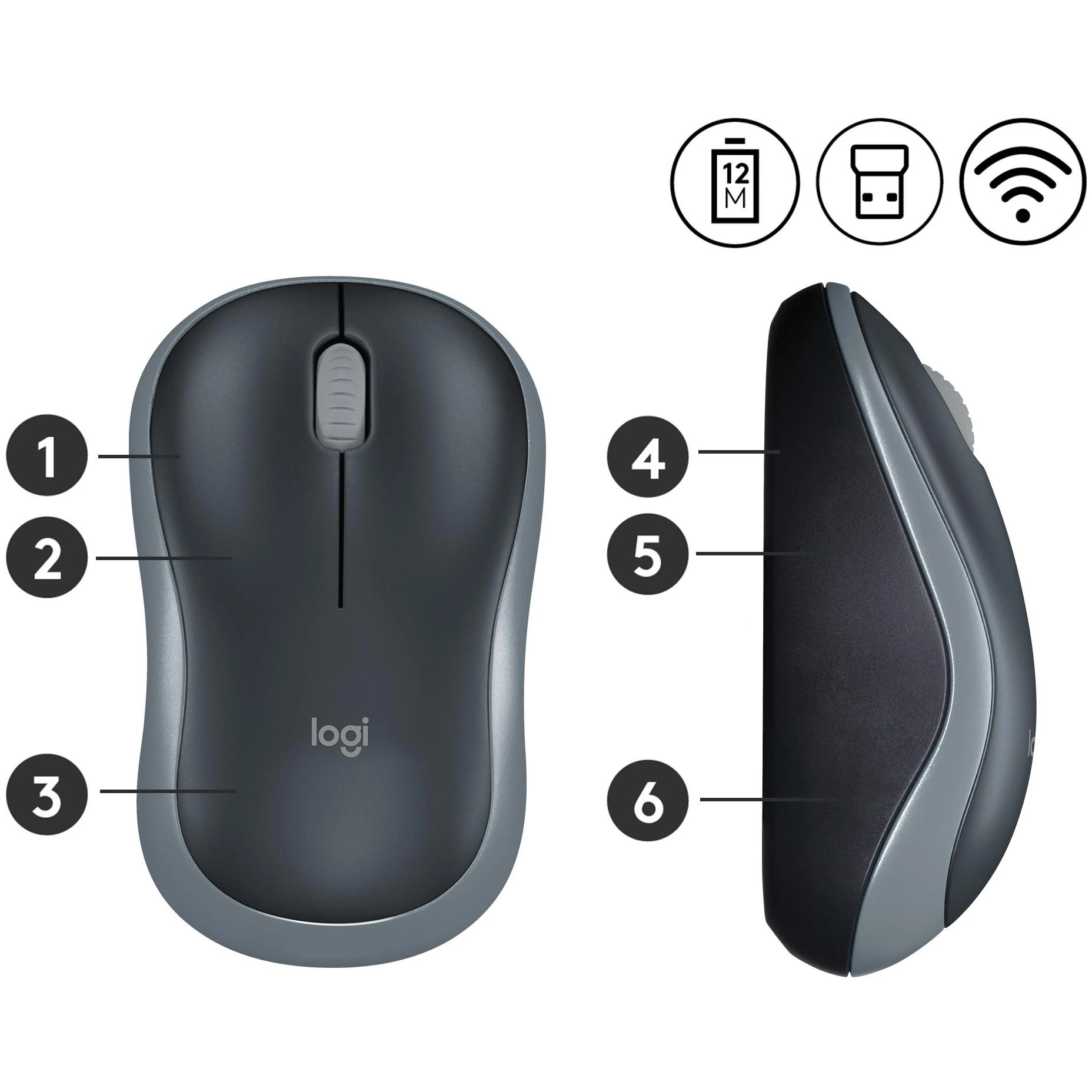 Pelė Logitech M185 pilka (910-002238)