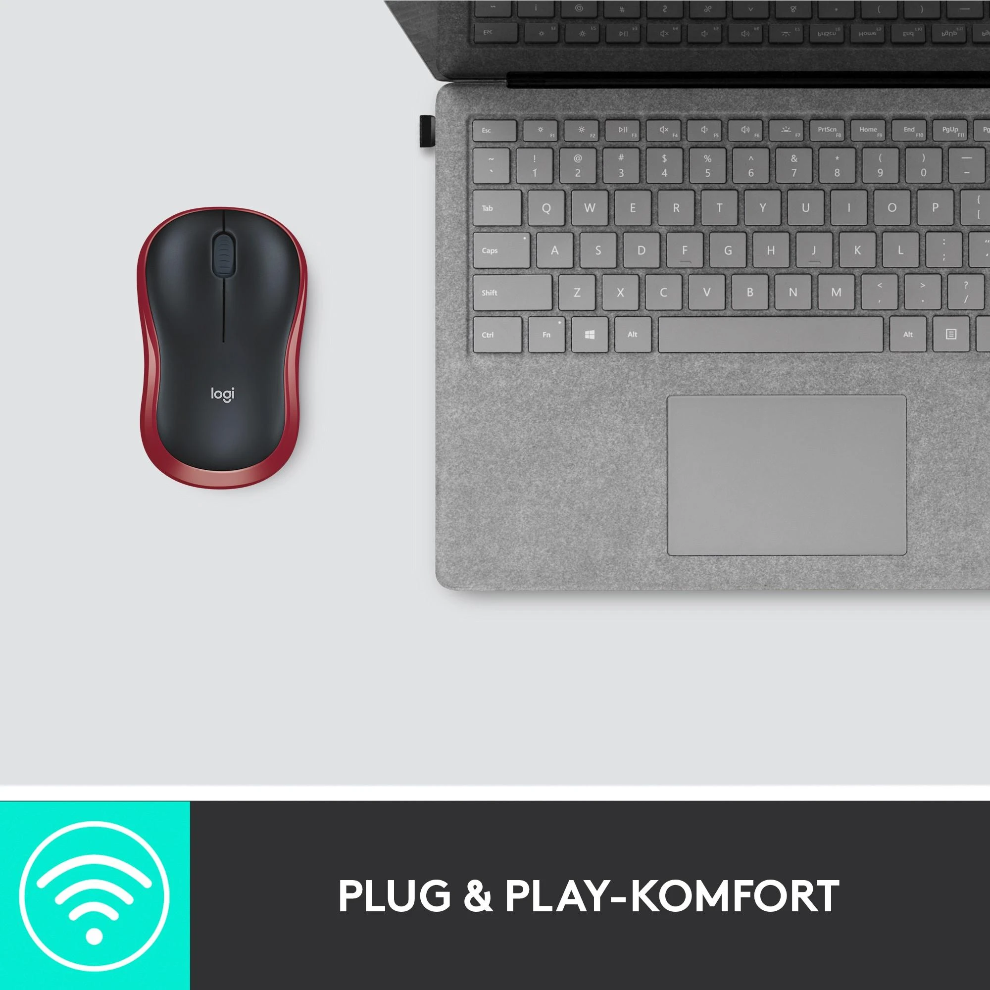 Bevielė pelė Logitech M185. Raudona