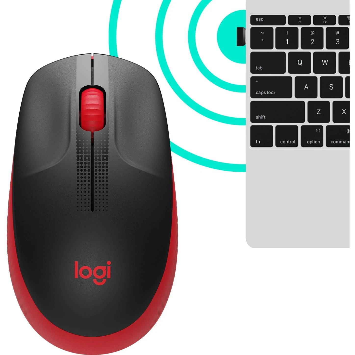 Belaidė pelė Logitech M190, raudonos spalvos