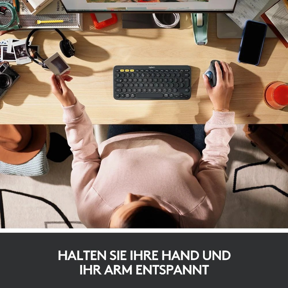 Logitech ERGO M575 Belaidė Trackball pelė, baltos spalvos