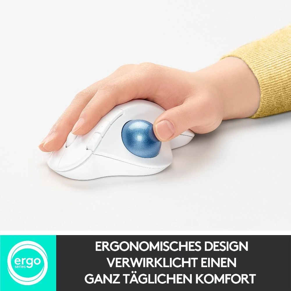 Logitech ERGO M575 Belaidė Trackball pelė, baltos spalvos