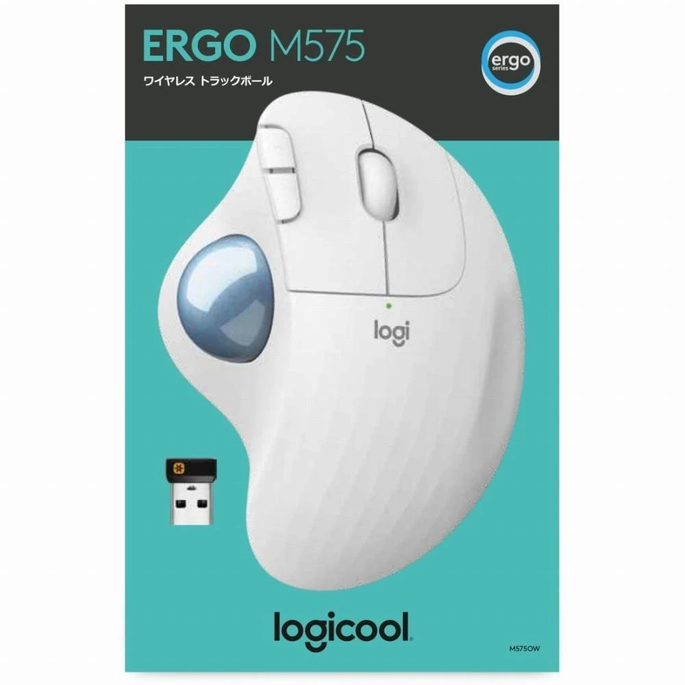 Logitech ERGO M575 Belaidė Trackball pelė, baltos spalvos