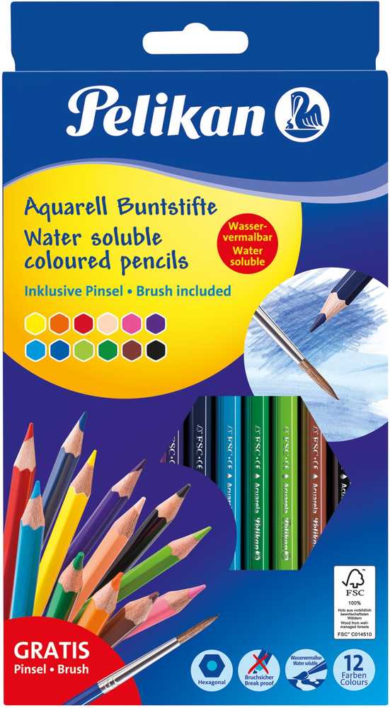 Pelikan Pieštukai spalvoti akvareliniai 12sp