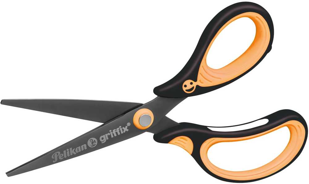 Pelikan Žirklės dešiniarank. GRIFFIX 15cm neon oranž.-juodos