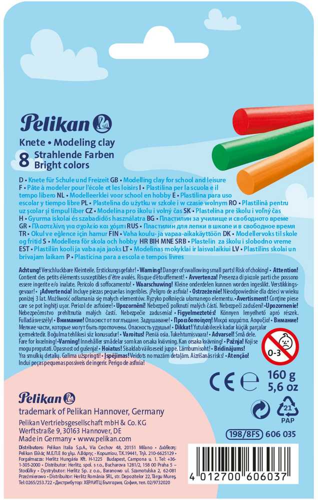 Pelikan Plastilinas 8sp 160g