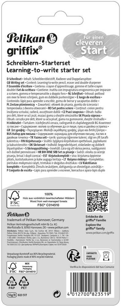 Pelikan Jumbo Griffix trikampis pieštukas mokymuisi rašyti + trintukas + drožtukas PELIKAN