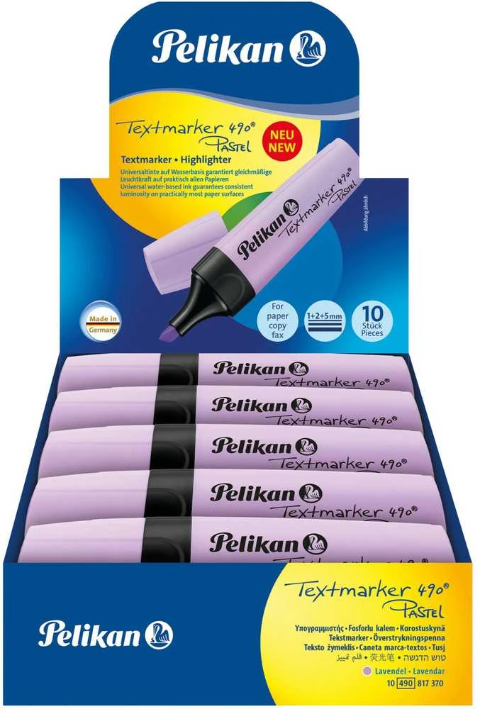 Pelikan Textmarker 490 Pastel, Lavendel, 10 Stück Faltschachtel