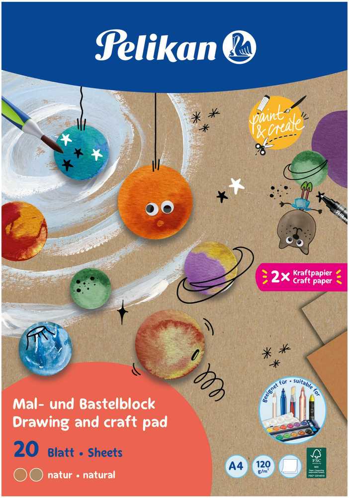 Pelikan Pelikan Zeichen-und Bastelblock A4,120g/m ,20 Blatt,Nat. FSC
